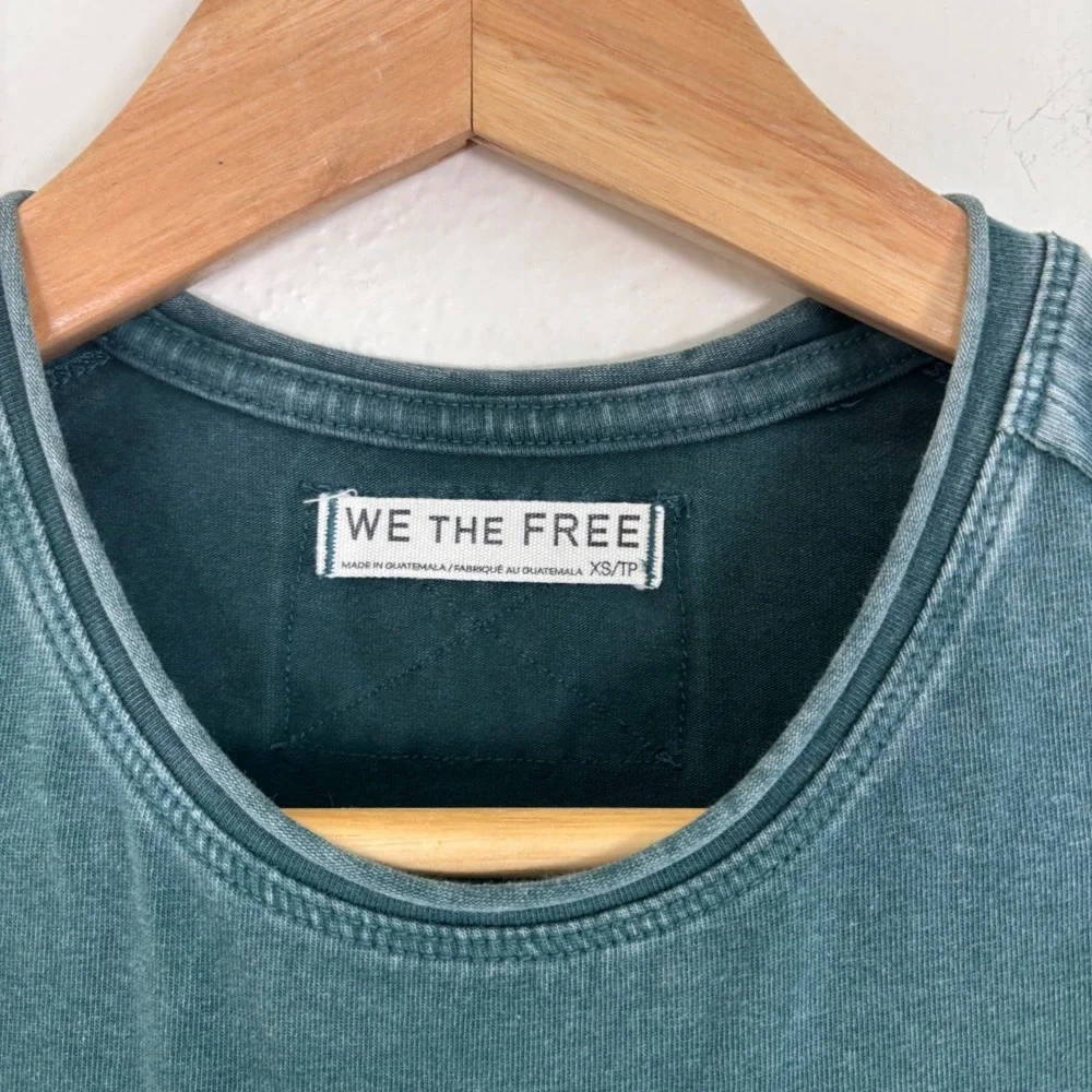 We The Free Protagonist Cropped Cap Sleeve Green Tee XS Top Gorpcore Earthy Boho